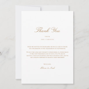 Elegant Script Gold & White Dankkaart Bedankkaart