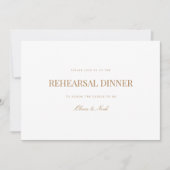 Elegant Script Gold & White Repetial Dinner Kaart (Voorkant)