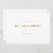 Elegant Script Gold & White Repetial Dinner Kaart (Voorkant / Achterkant)
