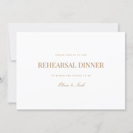Elegant Script Gold & White Repetial Dinner Kaart