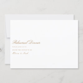 Elegant Script Gold & White Repetial Dinner Kaart
