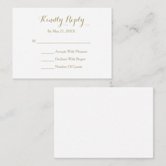 Elegant Script Gold White RSVP-kaart Informatiekaartje (Voorkant / Achterkant)