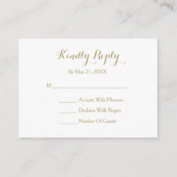 Elegant Script Gold White RSVP-kaart