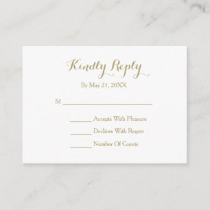 Elegant Script Gold White RSVP-kaart Informatiekaartje