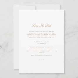 Elegant Script Gold & White Save The Date Kaart