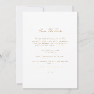 Elegant Script Gold & White Save The Date Kaart