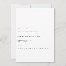Elegant Script Gold & White Verloving Invitation Kaart