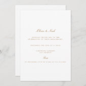 Elegant Script Gold & White Verloving Invitation Kaart (Voorkant / Achterkant)