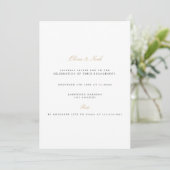 Elegant Script Gold & White Verloving Invitation Kaart (Staand voorkant)