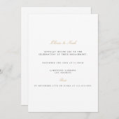 Elegant Script Gold & White Verloving Invitation Kaart (Voorkant / Achterkant)