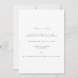 Elegant Script Gold & White Verloving Invitation Kaart