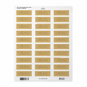 Elegant Script Gold Yellow Weduwadres retour Etiket (Full Sheet)