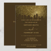 Elegant Script Golden Glitter Sparkle Wedding Kaart (Voorkant / Achterkant)