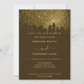 Elegant Script Golden Glitter Sparkle Wedding Kaart (Voorkant)