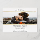 Elegant Script Golden Pearls bewaar de datum Gold Folie Uitnodiging (Achterkant)