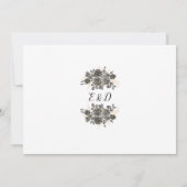 Elegant Script Gotische Rozen Bloemen Fotobruiloft Kaart (Achterkant)