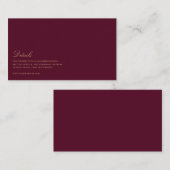 Elegant Script Goud & bordeaux bruiloft details Informatiekaartje (Voorkant / Achterkant)