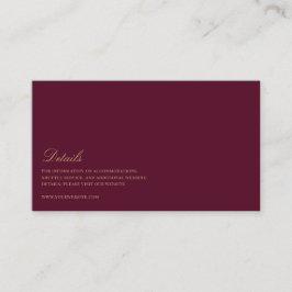 Elegant Script Goud & bordeaux bruiloft details Informatiekaartje