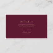 Elegant Script Goud & bordeaux bruiloft details Informatiekaartje (Voorkant)