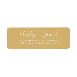Elegant Script Goud Gele Trouw Retouradres Etiket