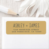 Elegant Script Goud Gele Trouw Retouradres Etiket (Insitu)