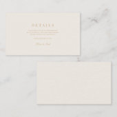 Elegant Script Goud & Ivoor Bruiloft Details Informatiekaartje (Voorkant / Achterkant)
