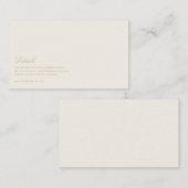 Elegant Script Goud & Ivoor Bruiloft Details Informatiekaartje (Voorkant / Achterkant)