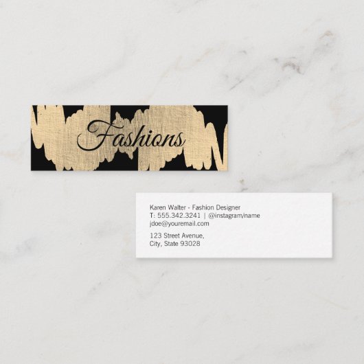 Elegant Script (goud metallic) Mini Visitekaartje (Voorkant / Achterkant)