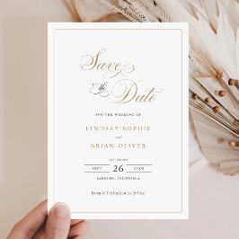 Elegant Script Goud Modern Bruiloft Save the Date Kaart