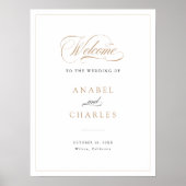 Elegant Script Goud Modern Bruiloft Welkomstbord Poster (Voorkant)