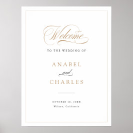 Elegant Script Goud Modern Bruiloft Welkomstbord Poster