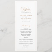 Elegant Script Goud Moderne Kalligrafie Bruiloft Programmakaart (Voorkant)