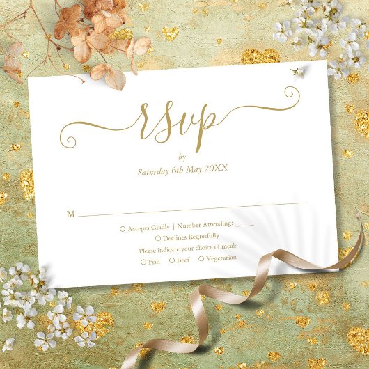 Elegant Script Goud RSVP Kaartje