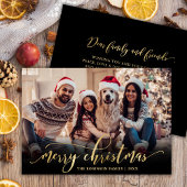Elegant Script Goud Script Zwart Foto Kerstmis Feestdagenkaart
