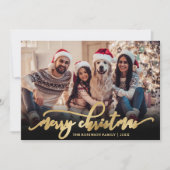 Elegant Script Goud Script Zwart Foto Kerstmis Feestdagenkaart (Voorkant)