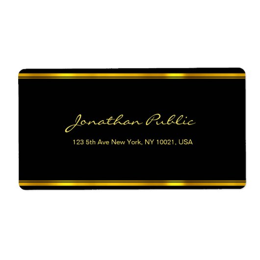 Elegant Script Goud Sjabloon Chic Verzendadres Etiket (Voorkant)