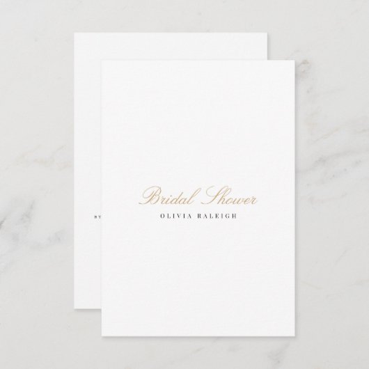 Elegant Script Goud Wit Bruids Douche Uitnodiging (Voorkant / Achterkant)