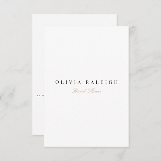 Elegant Script Goud Wit Bruids Douche Uitnodiging (Voorkant / Achterkant)