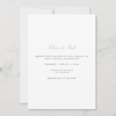 Elegant Script Goud Wit Bruiloft Uitnodiging Kaart (Voorkant)
