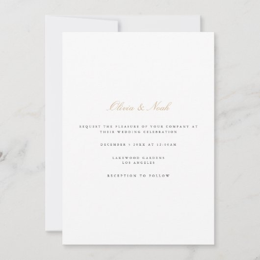 Elegant Script Goud Wit Bruiloft Uitnodiging Kaart (Voorkant)