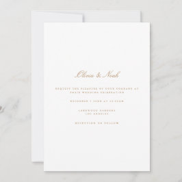 Elegant Script Goud Wit Bruiloft Uitnodiging Kaart