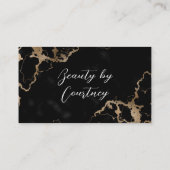 Elegant Script Goud & Zwarte Marmeren Schoonheidss Afsprakenkaartje (Achterkant)