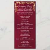 Elegant script & gouden bladeren - Bourgondische b Programmakaart (Achterkant)