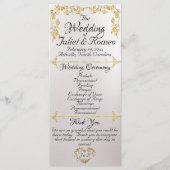 Elegant Script & Gouden Bladeren - Pearl White Wed Programmakaart (Voorkant)