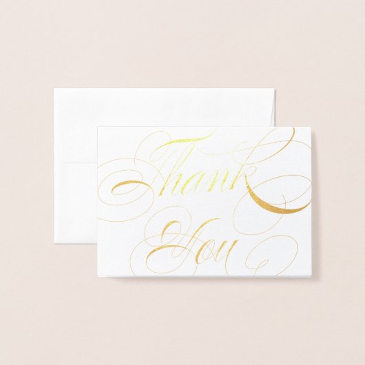 Elegant Script Gouden Fotofolie Fotobruiloft Dank  Folie Kaarten (Voorkant met envelop)