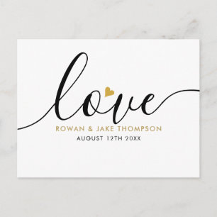 Elegant Script Gouden Hart Bedankt Modern Briefkaart
