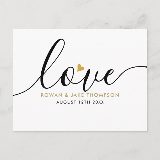 Elegant Script Gouden Hart Bedankt Modern Briefkaart (Voorkant)