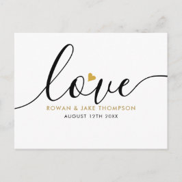 Elegant Script Gouden Hart Bedankt Modern Briefkaart