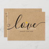 Elegant Script Gouden Hart Bedankt Rustieke Kraft Briefkaart (Voorkant / Achterkant)