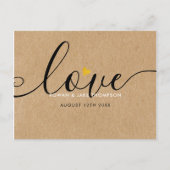 Elegant Script Gouden Hart Bedankt Rustieke Kraft Briefkaart (Voorkant)